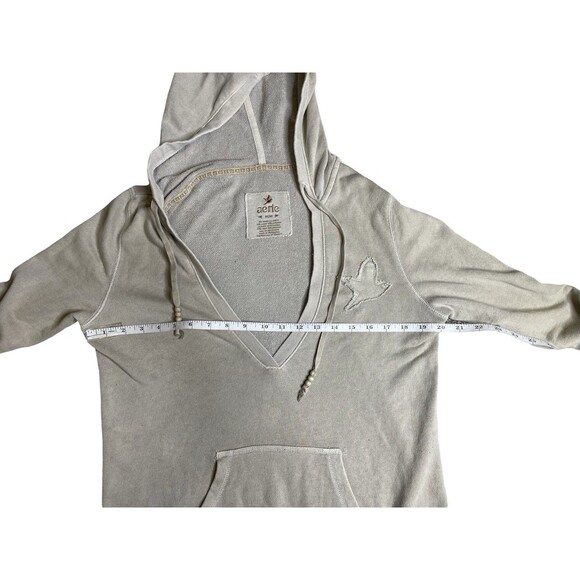Aerie Hoodie Women size Medium Beige tan V Neck Hoodie Sweatshirt - Picture 4 of 7